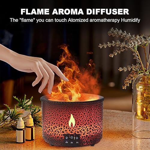 Miniatura 2 de Volcano Humidificador Difusor de llama silenciosa Humidificador de aerosol de 10.1 fl oz con 2 modos de niebla de fuego sin agua, apagado