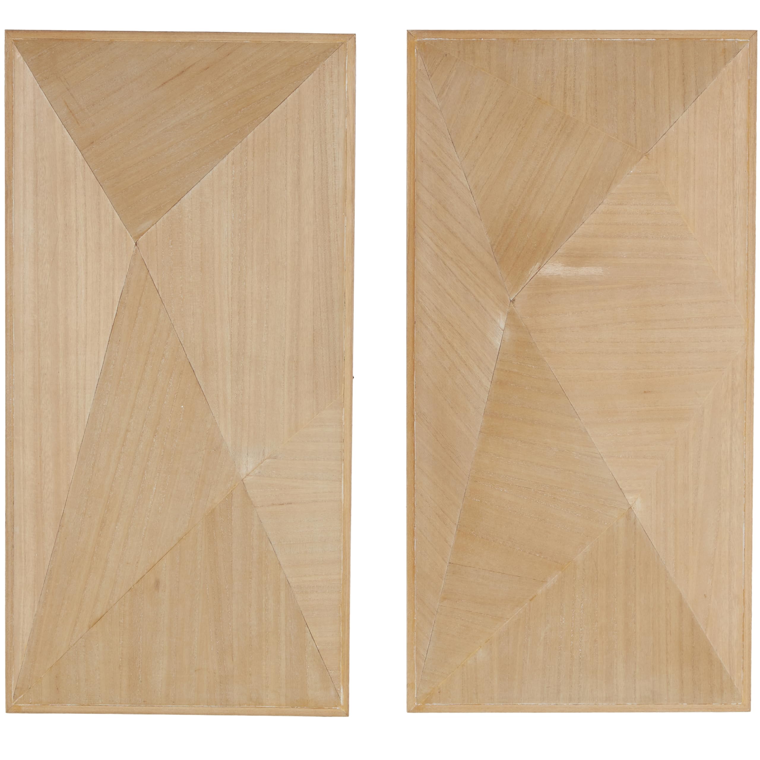 deco 79 wood geometric home wall decor 3d wall sculpture, set of 2 wall art 16" w, 32" h, brown