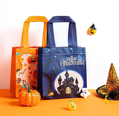 Miniatura 3 de CHOIEO 24 bolsas no tejidas de Halloween, bolsas de truco o trato, 8 patrones de Halloween, bolsas de dulces, bolsas de regalo, bolsas de regalo