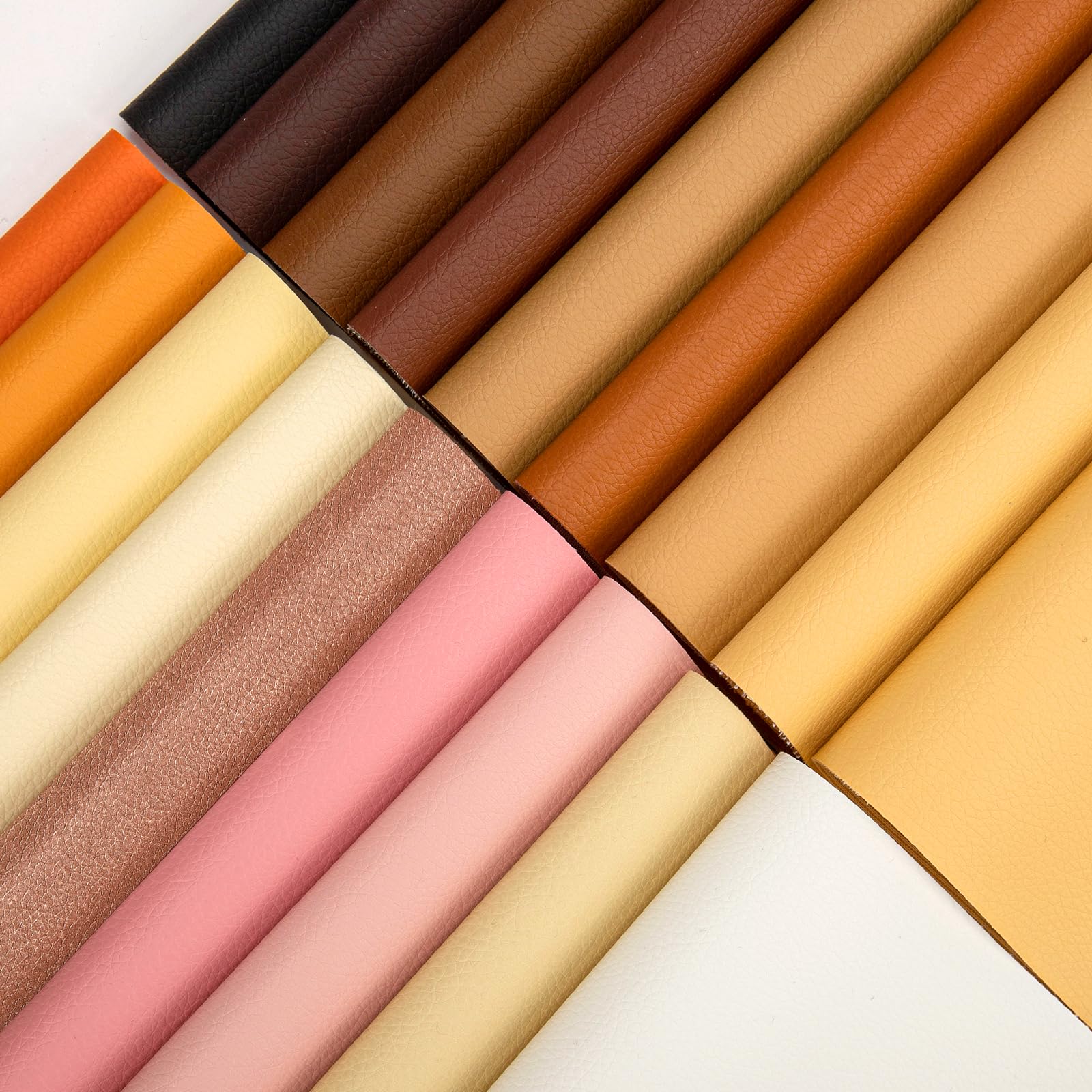 18 Pieces Faux Leather Sheets, 8×12 inches Soft Leather Fabric Sheets Suitable for Making Bows, Leather Earrings, Hair Accessories DIY Projects(Light Brown)