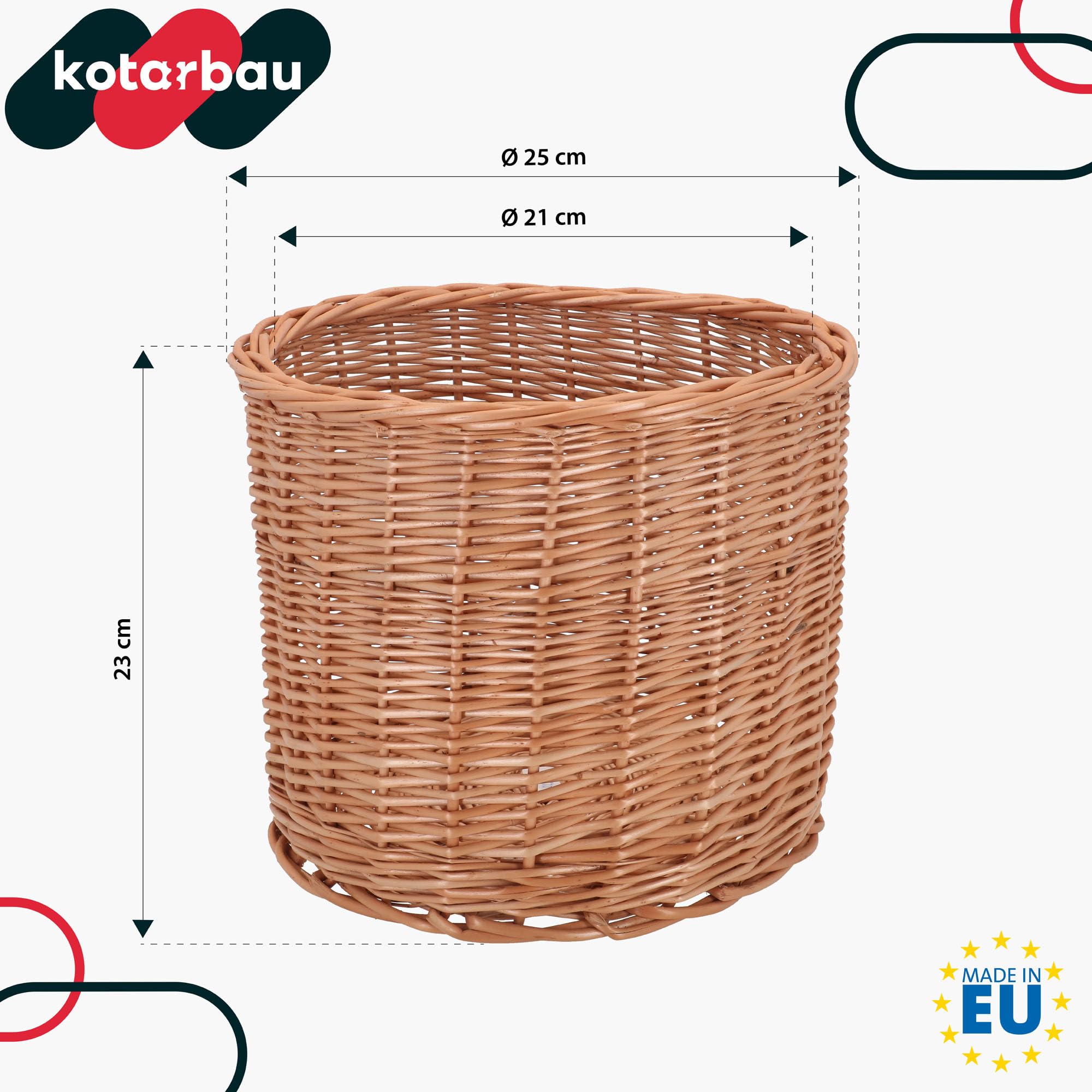 KOTARBAU® 2 x De Fleur en Osier pour Balcon Naturel 25x23cm Cache Pot Plante Interieur |Cache-Pots De Fleurs |Cache-Pot Osier |Panier Plante |Panier Osier Plante |Cache Pot Rotin |Grand Cache Pot