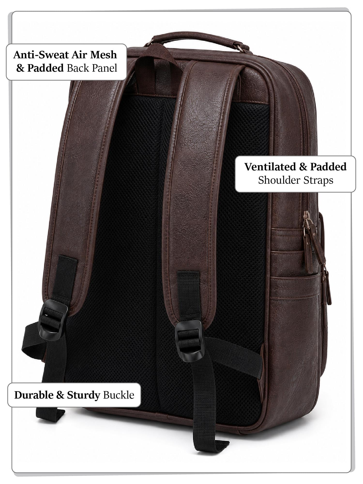 FUR JADEN Vegan Leather Stylish 15.6 Inch Laptop Backpack Travel Weekender Bag For Men Women — Amazon image 9