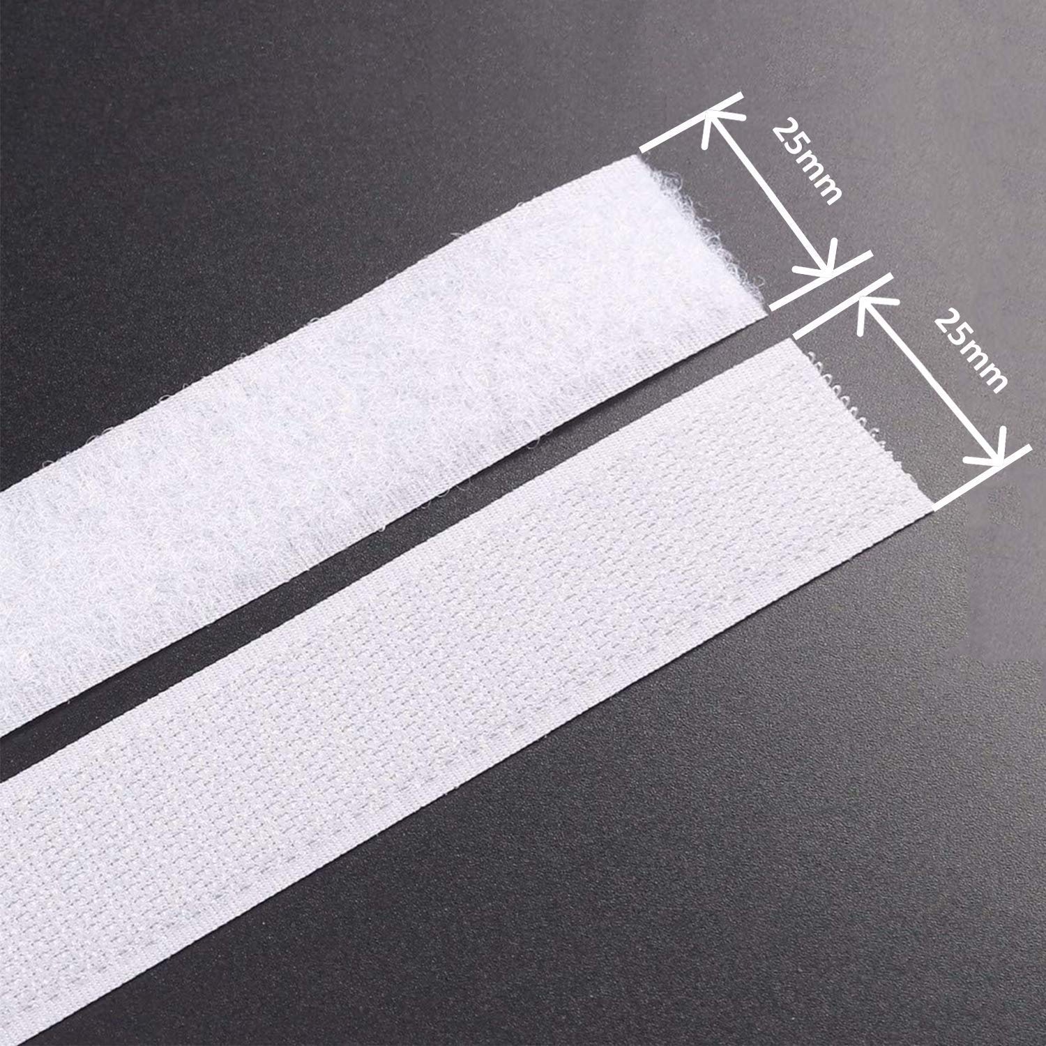 Gemsy Hook and Loop Non Adhesive Tape | 25mm Width | 5m Hook + 5m Loop | Household, School, Office | Ideal for Fabric, Curtains, Sofa Covers, and More | Heavy Duty (White) 4