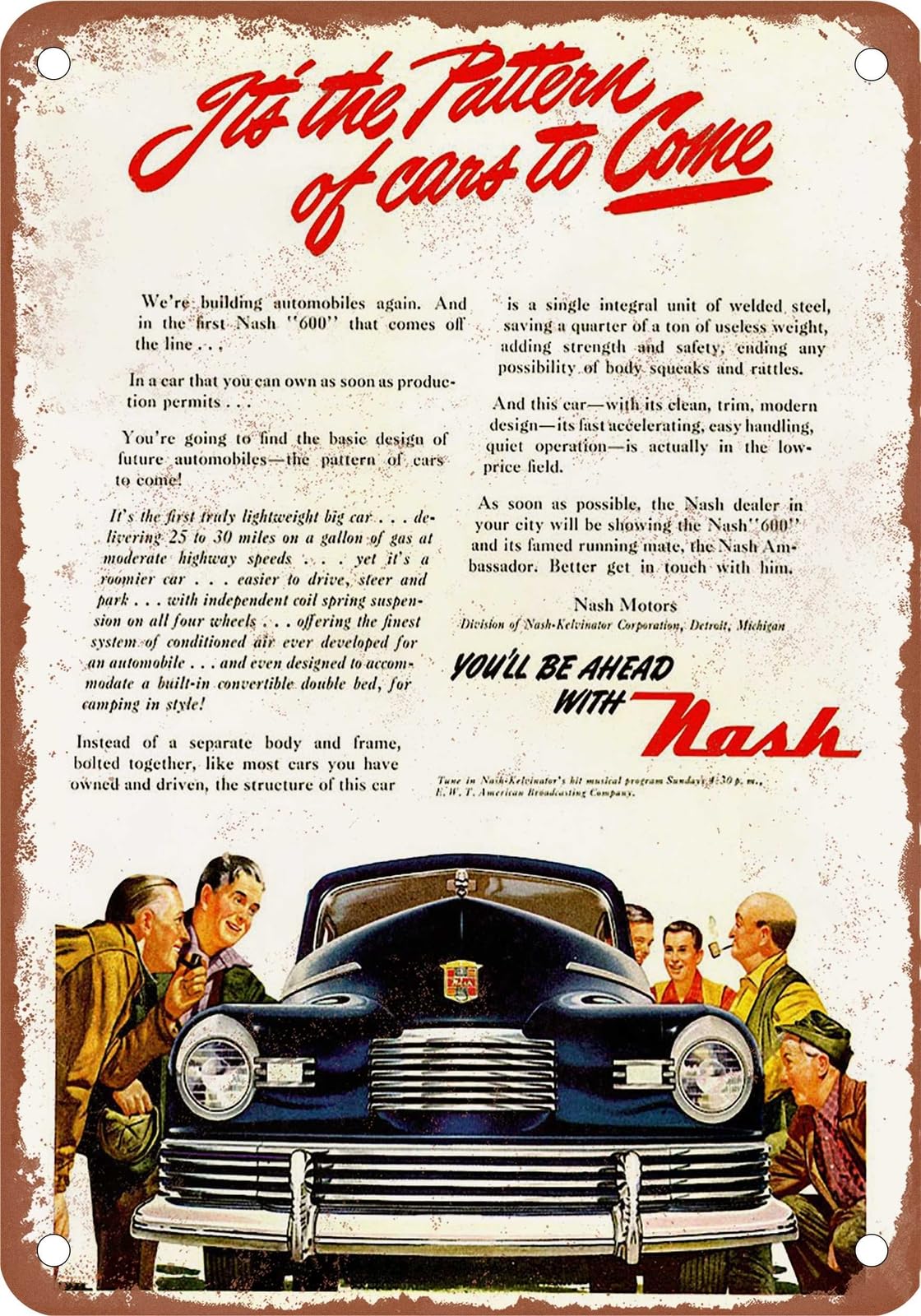 METAL SIGN - 1946 Nash Vintage Ad 19 - Old Retro Rusty Look home decor