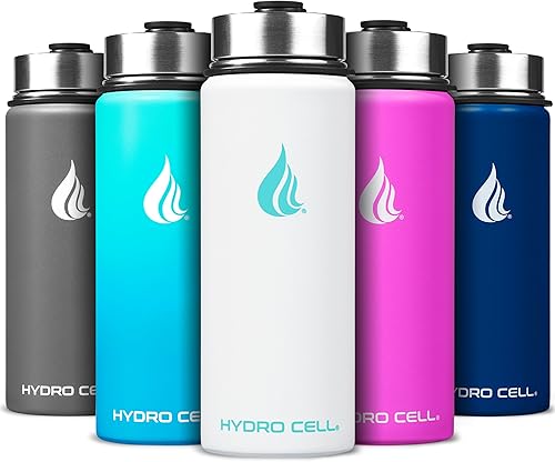 Miniatura 70 de HYDRO CELL Botella de agua aislada de acero inoxidable con pajilla, para bebidas frías y calientes, frasco de vacío de metal con tapa de rosca y