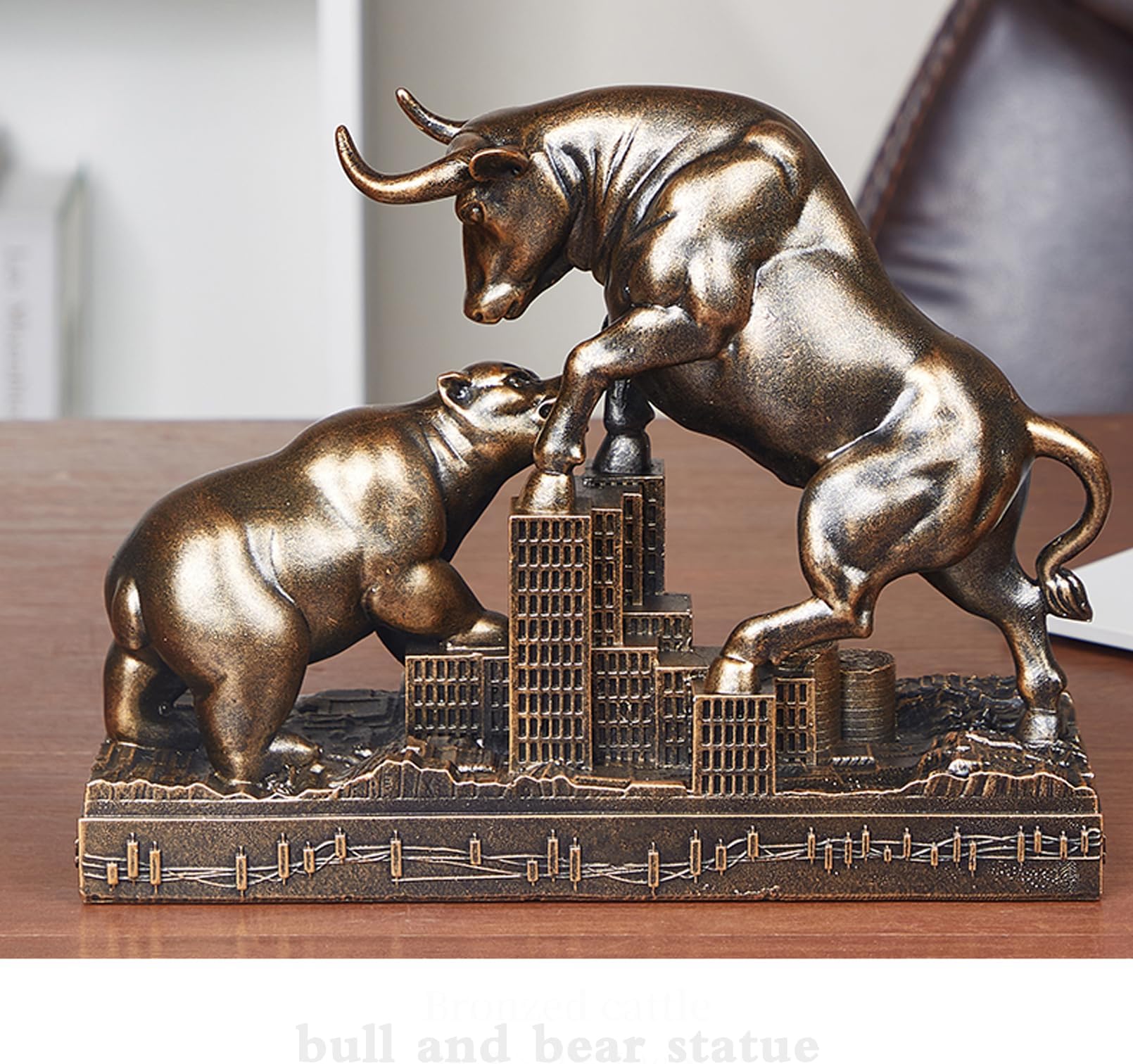 AETVRNI Bronze Bull Statue - Wall Street Bull Statue, Modern Tabletop Sculpture, Ideal Stock Market Gift