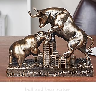AETVRNI Bull and Bear Statue Wall Street Bull Statue - Ideal Stock Market Gift for Men Office Decoration Wall Street Bull ...