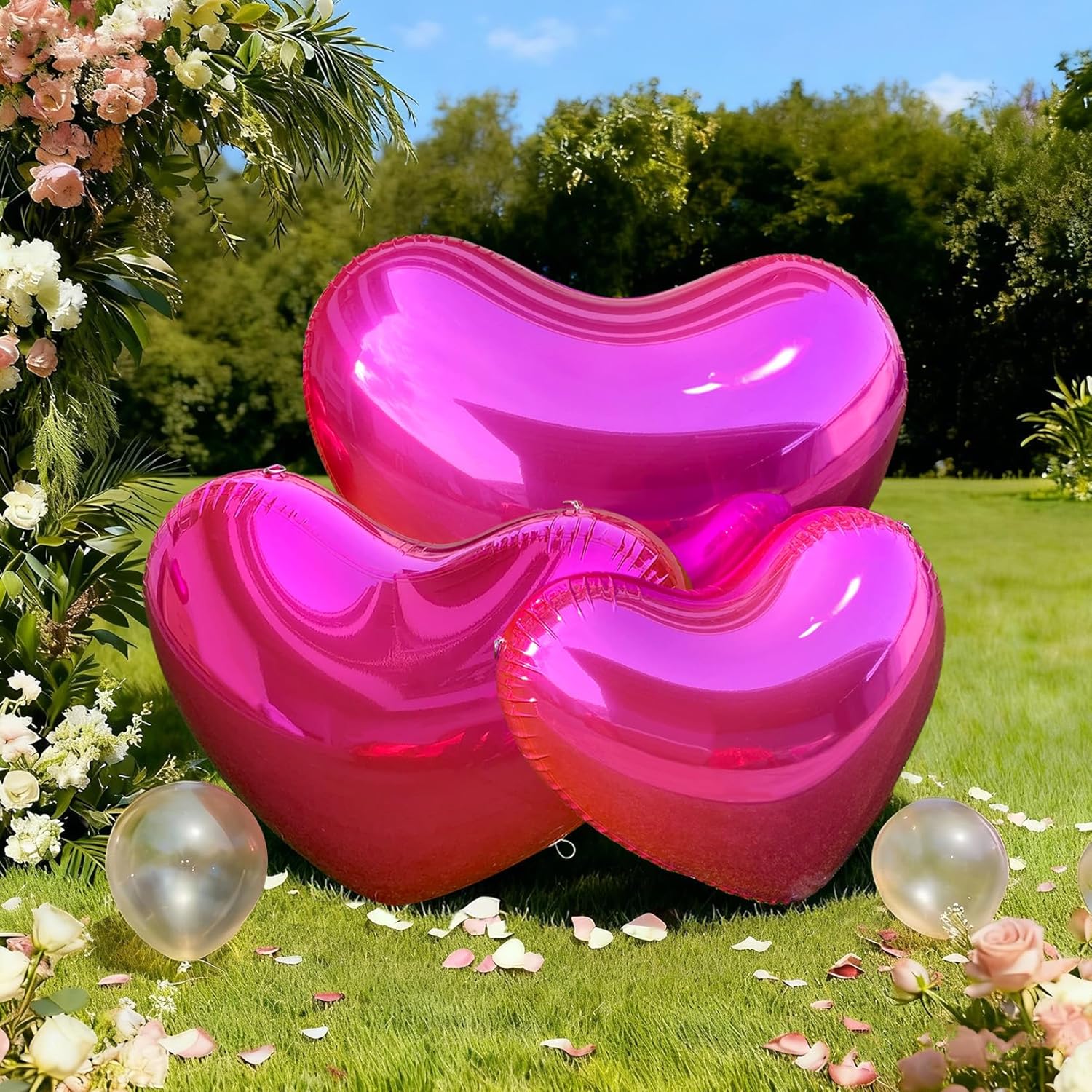 23.6in Inflatable Mirror Ball,PVC Hanging Shiny Inflatable Heart Ball Decoration for Valentine's Day Engagement Wedding Anniversary Romantic Party Yard (1 Piece,Without Air Pump)