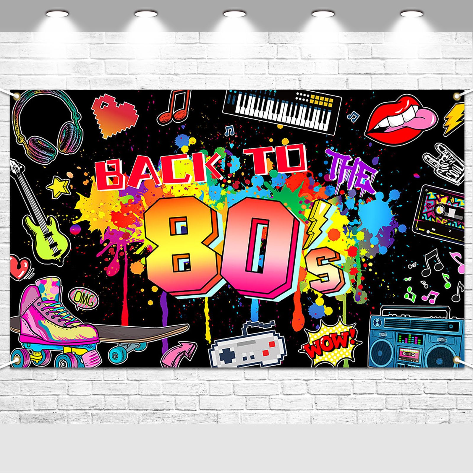 Avezano 80's Party Decorations Back to The Backdrop 1980 Birthday Party Decoration Retro Graffiti Hip Hop 80's Party Supplies 6 x 3.6 ft