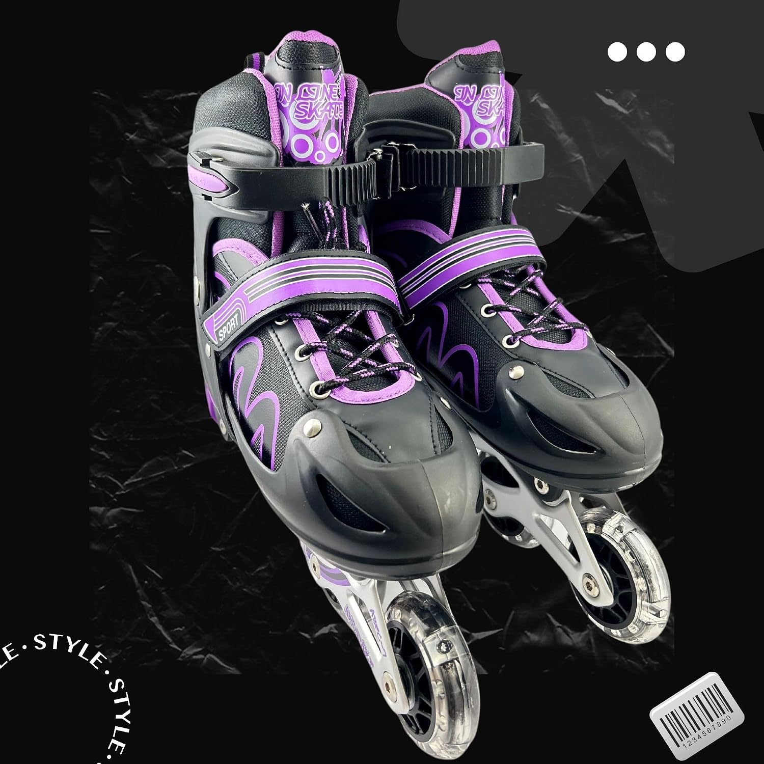 Patins Roller Inline 4 Rodas Skates Ajustavél com Rodas Iluminadas Jovens e Adultos, Para iniciantes, Adequado para uso Interno e Externo Roller Quad