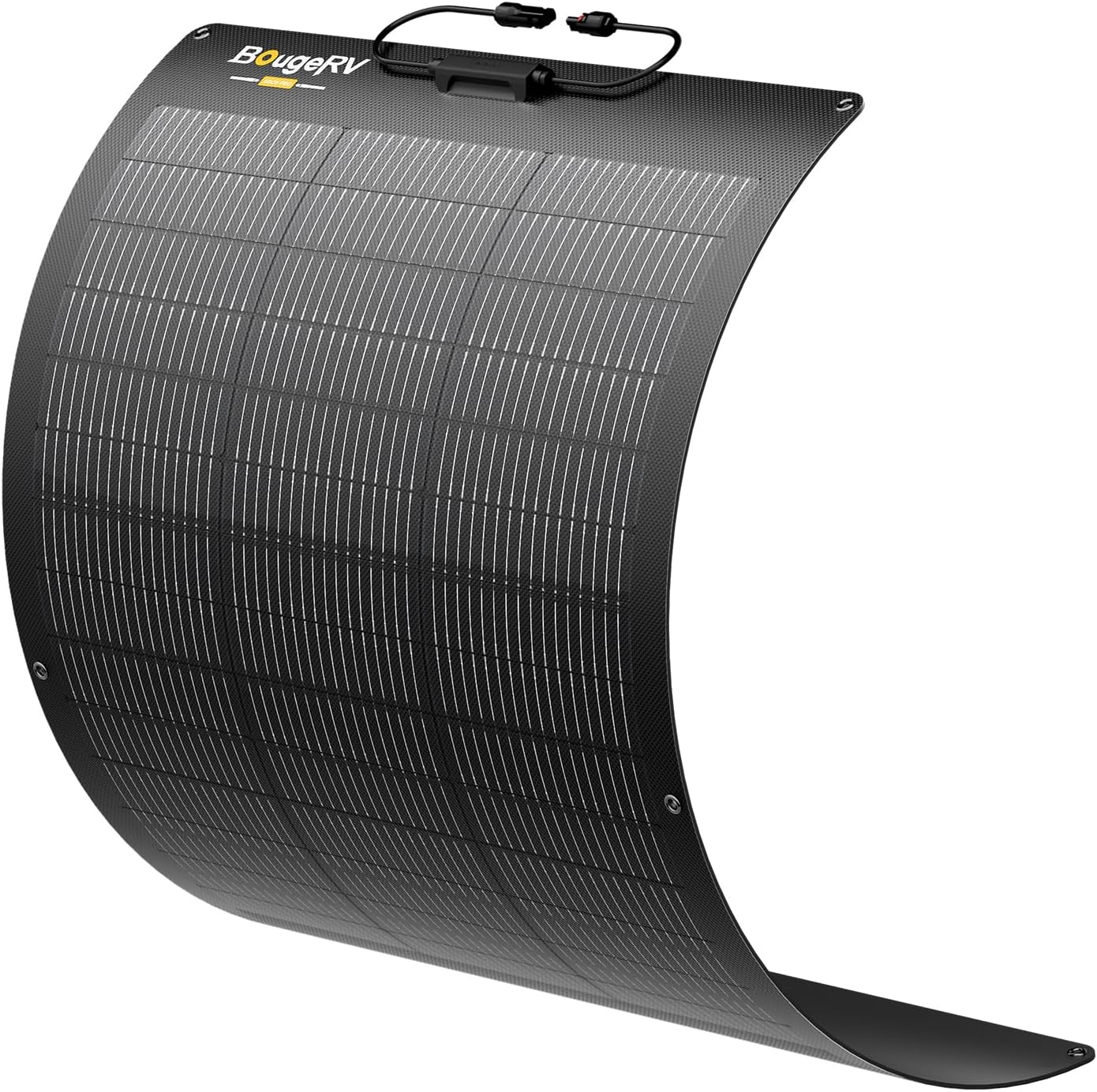 BougeRV Arch Pro 100 Watts Anti-Shading N-Type Fiberglass Flexible Solar Panel, Portable 24 Volts 16BB Mono Cell 25% High-Efficiency, Compact for RV Camping Home Boat Marine Curve Surface Black