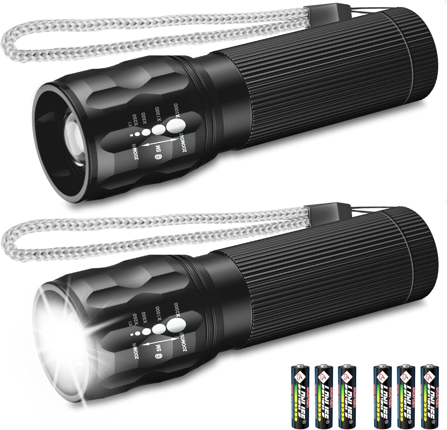 Fulighture LED Torch, Mini Small Torches, Zoomable Portable Flashlight