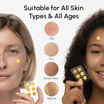 MAREE Gold Star Pimple Patches for Face - Acne Patches Stars with Salicylic Acid - Cute Hydrocolloid Pinple Patch for Kids, Teens, Adults Large Zit Stickers 72 Count (Pack of 1)
