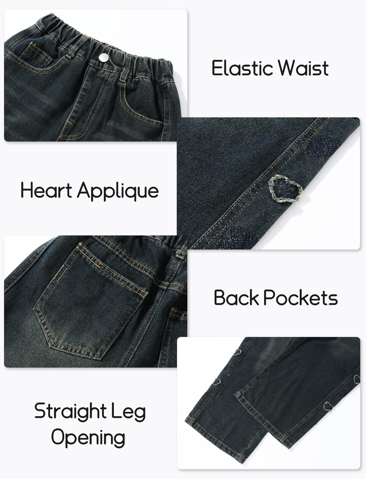 Happy Cherry Jeans da ragazza hip hop streetwear larghi a gamba larga pantaloni in denim per bambini dritti larghi pantaloni in denim casual per 5-13 anni