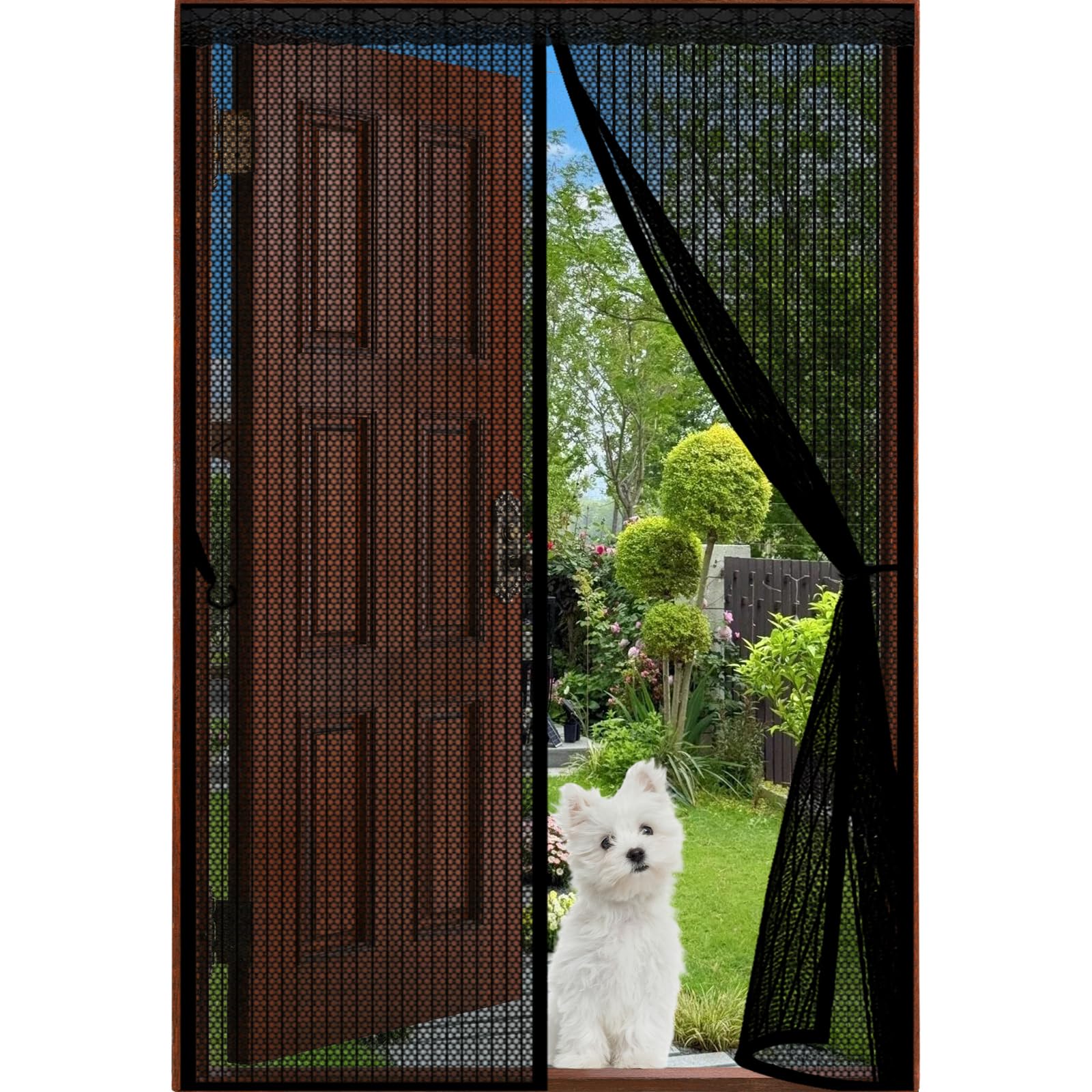 Lijiao Black Magnetic Screen Door 82 X 215 Cm Keep Bugs Out Lets Fresh Air In, With Powerful Magnets And Full Frame Hook&Loop, No Gap, Mesh Curtain Anti Mosquito Kid And Pet Friendly,