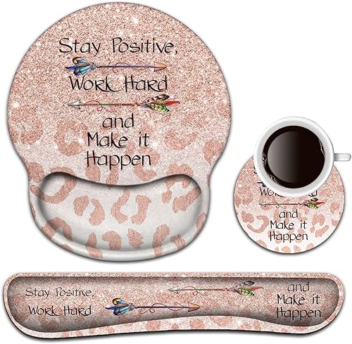 Reposamuñecas para teclado y alfombrilla para mouse con soporte de muñeca, posavasos ergonómicos de gel para mouse con fácil escritura, alivio del