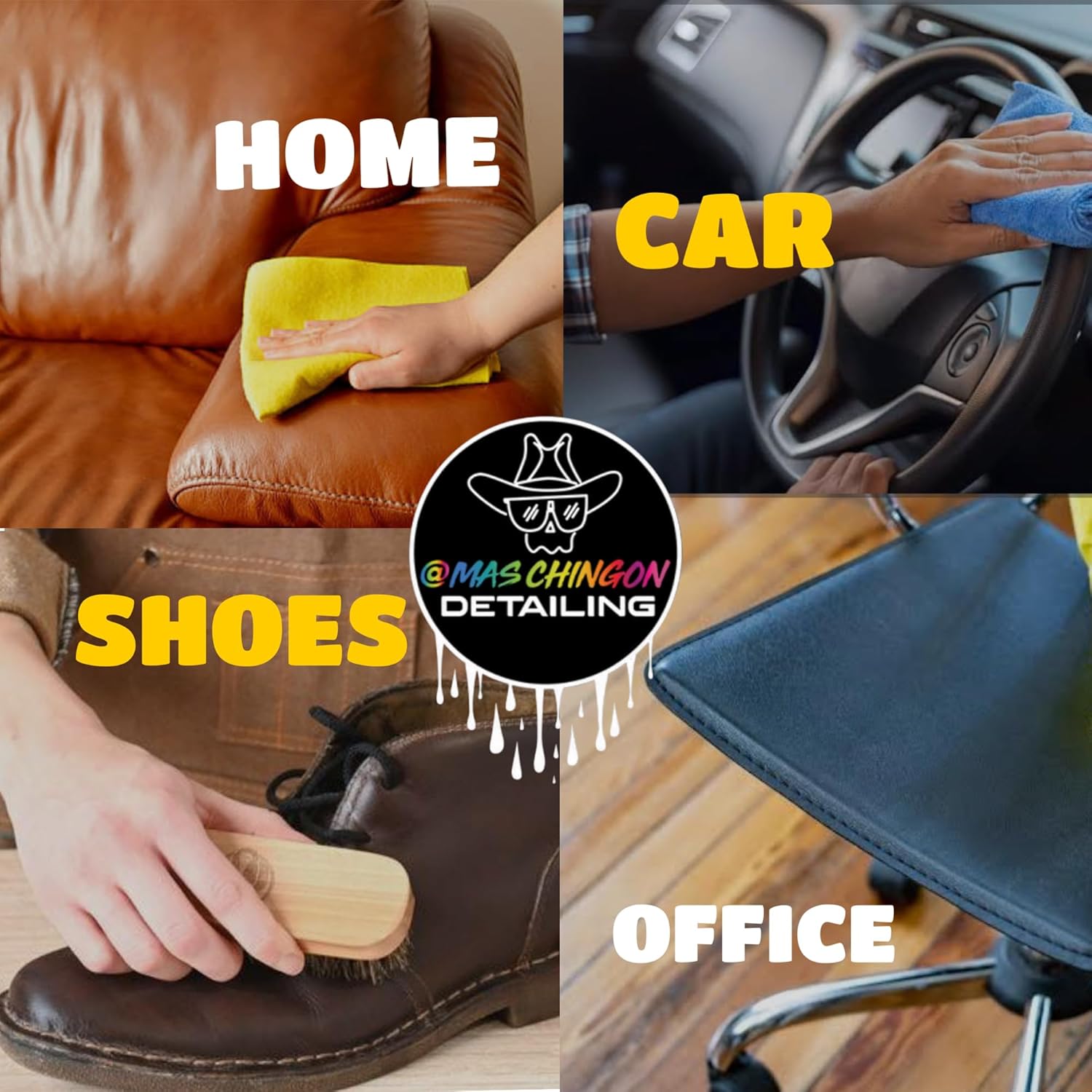 Mas Chingon Fine Leather Cleaner and Fine Leather Conditioner Kit for Use on Leather Apparel, Furniture, Car Interiors, Shoes, Boots, Bags & More (2-16 fl oz Bottles)