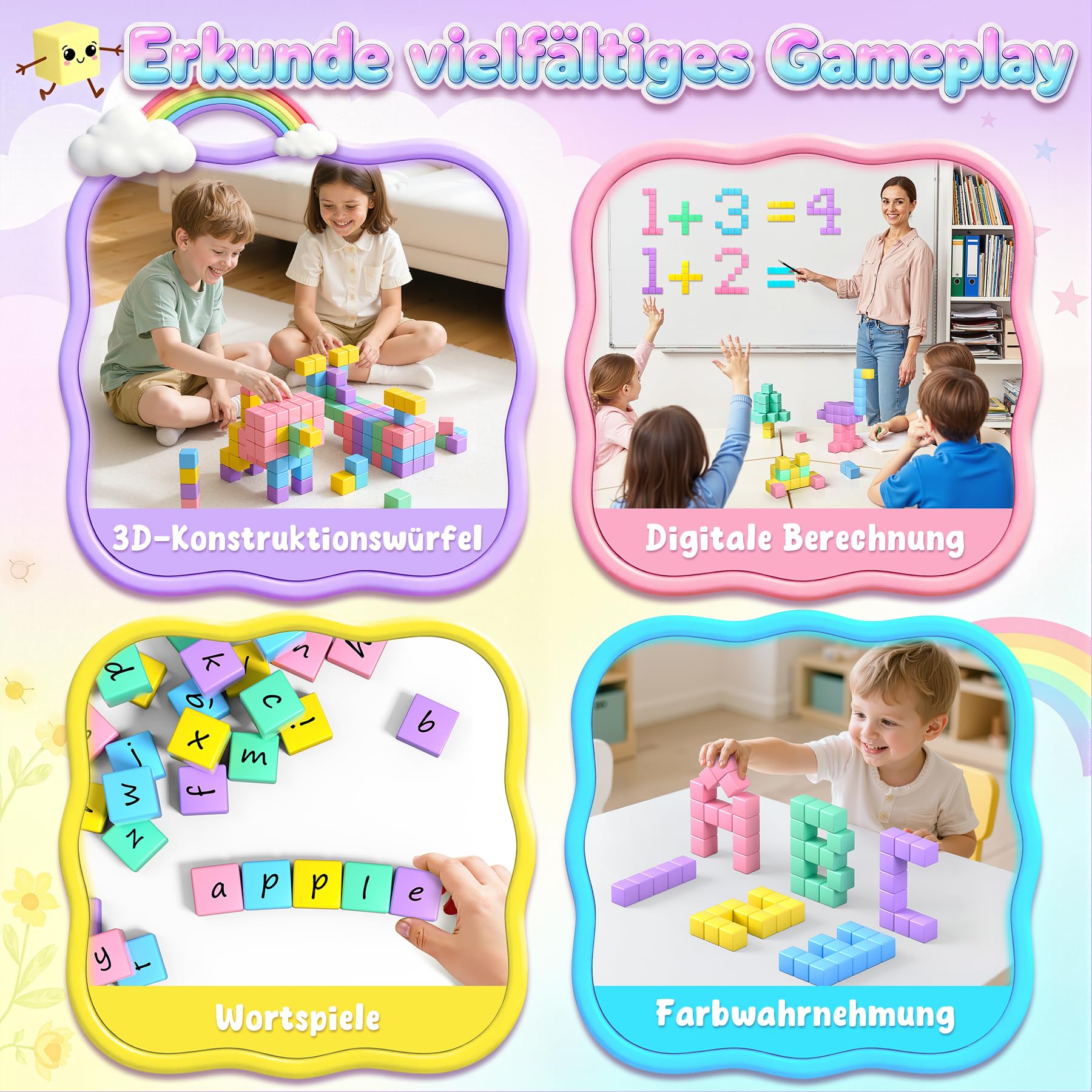 Magnetische Bausteine 48PCS Montessori Spielzeug ab 3 Jahre Kreatives Magnetspielzeug Set mit Aufbewahrungstasche
