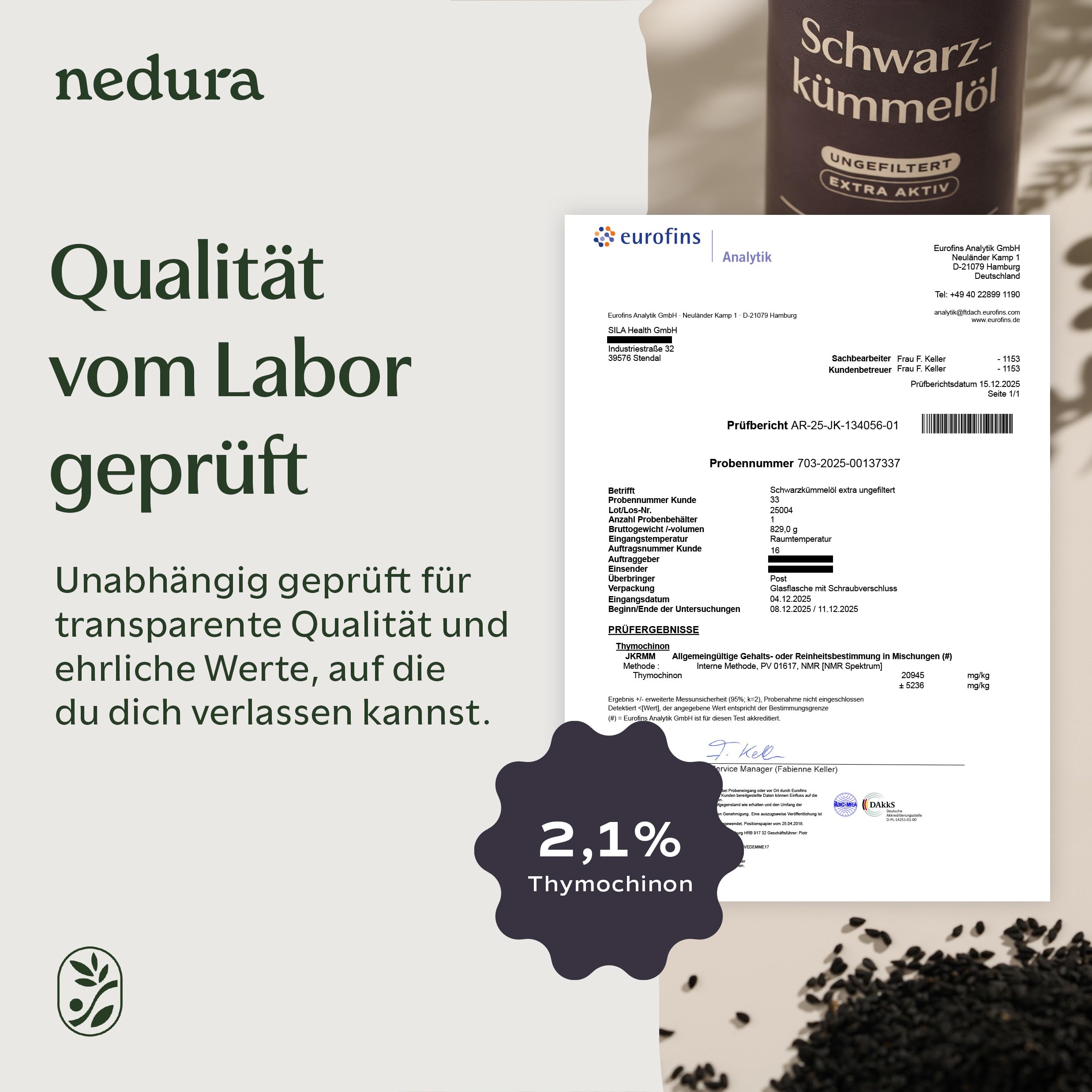 nedura® Schwarzkümmelöl Kapseln extra aktiv - 90 Stück in veganer Kapsel - Schwarzkümmel mit sehr hohem Thymochinongehalt aus Äthiopien - in eigener Deutscher Manufaktur kaltgepresst