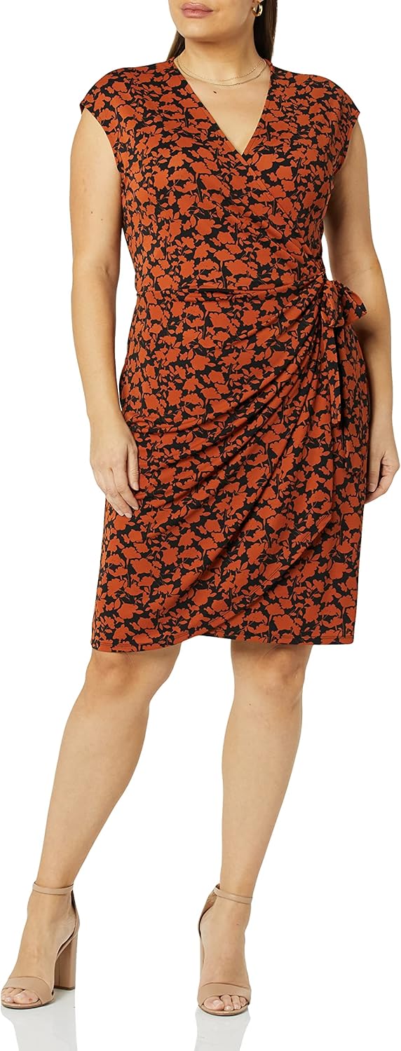 Amazon Essentials Women's Classic Cap Sleeve Wrap Dress (Available in Plus Size) - Image 4