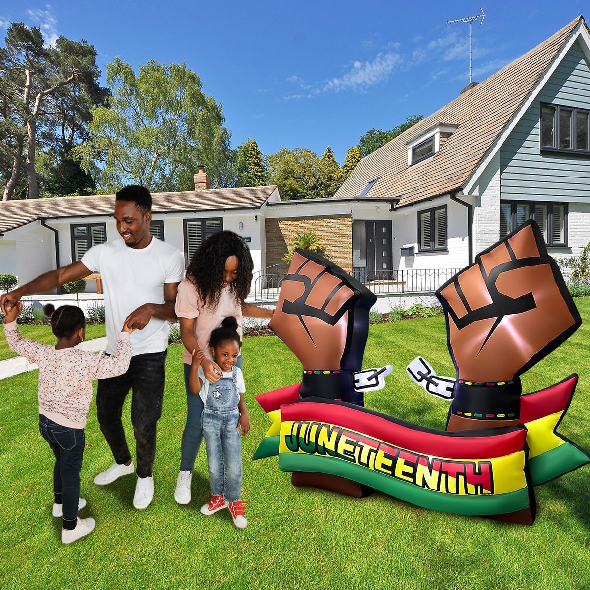 6.5FT Long Juneteenth Inflatables Decorations, Black Freedom Decor Built-in LED Lighted Blow Up Decoration Home Yard Outdoor Decor for Happy Juneteenth Party