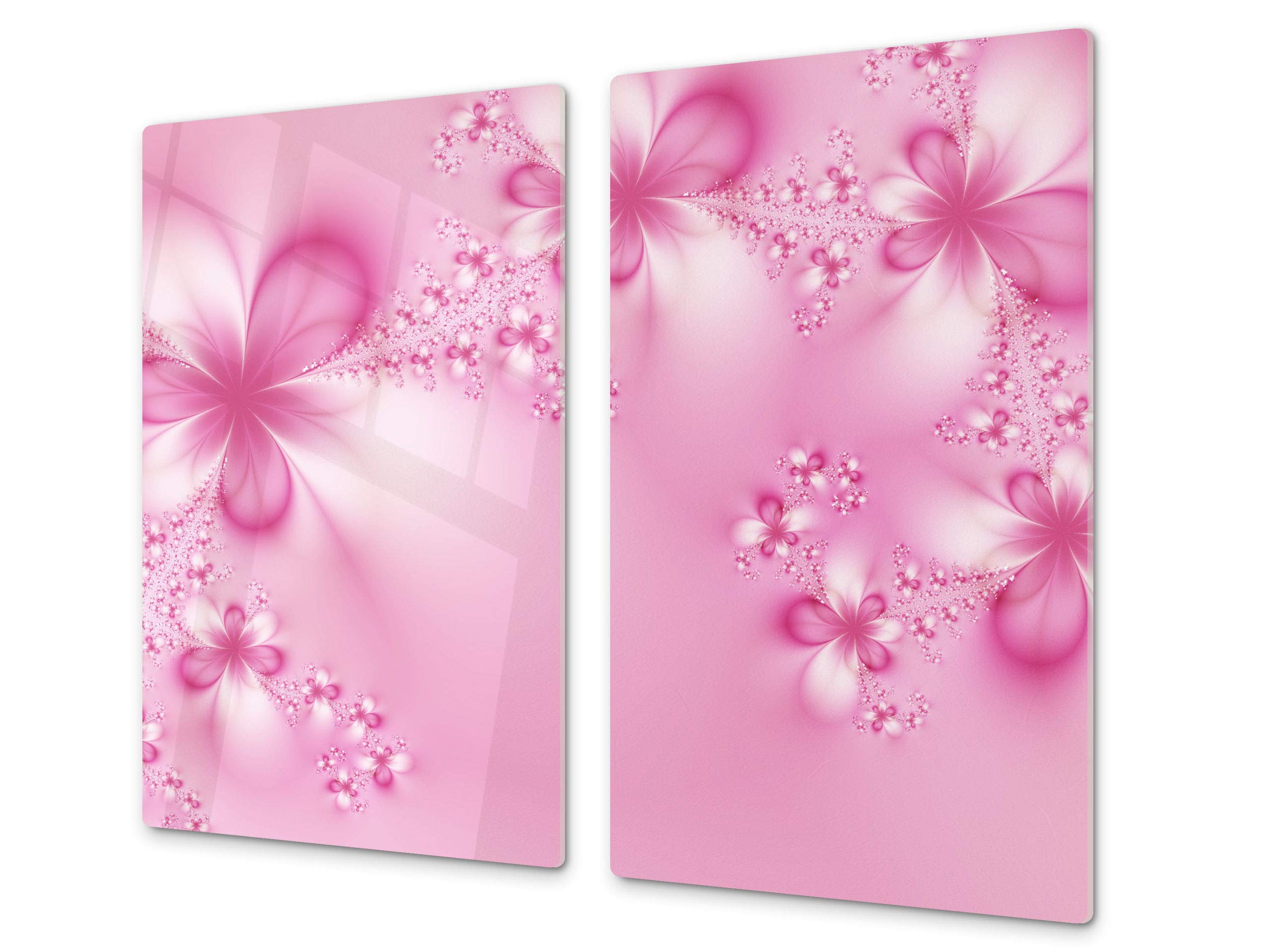 Cubre vitros de cristal templado - Tabla para cortar de cristal – Tabla para amasar y protector de vitro – UNA PIEZA (60 x 52 cm) o DOS PIEZAS (30 x 52 cm); D06 Serie Flores: Arte abstracto 15