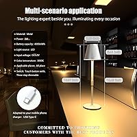 Vista 8 de Paquete de 2 lámparas de mesa inalámbricas, lámpara de escritorio recargable de 5000 mAh, luz nocturna LED regulable de 3 niveles para dormitorio