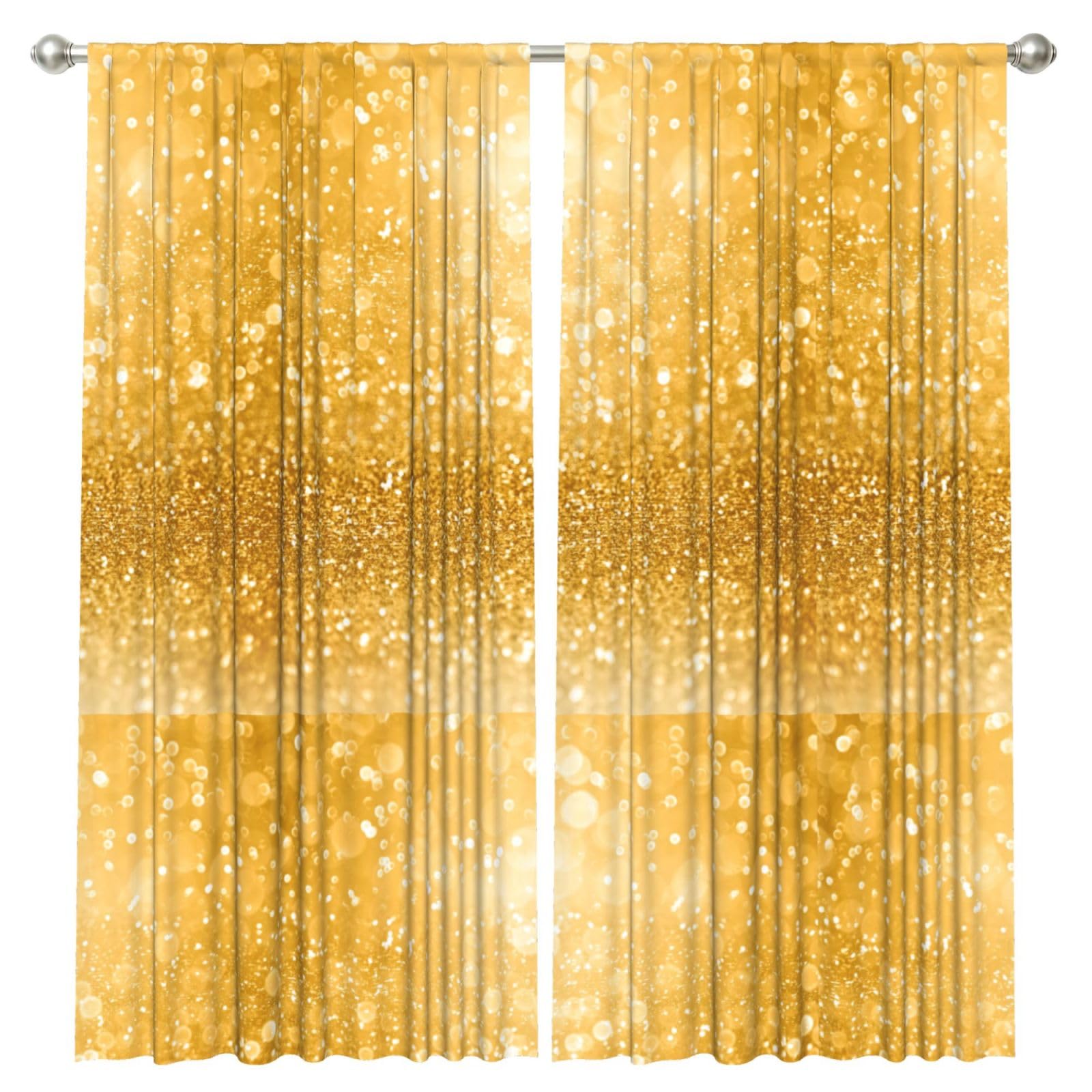 InOmak Images Of Glitter, 2 Panels Window Curtains 52 x 84 Inch Blackout Curtains for Living Room Bedroom