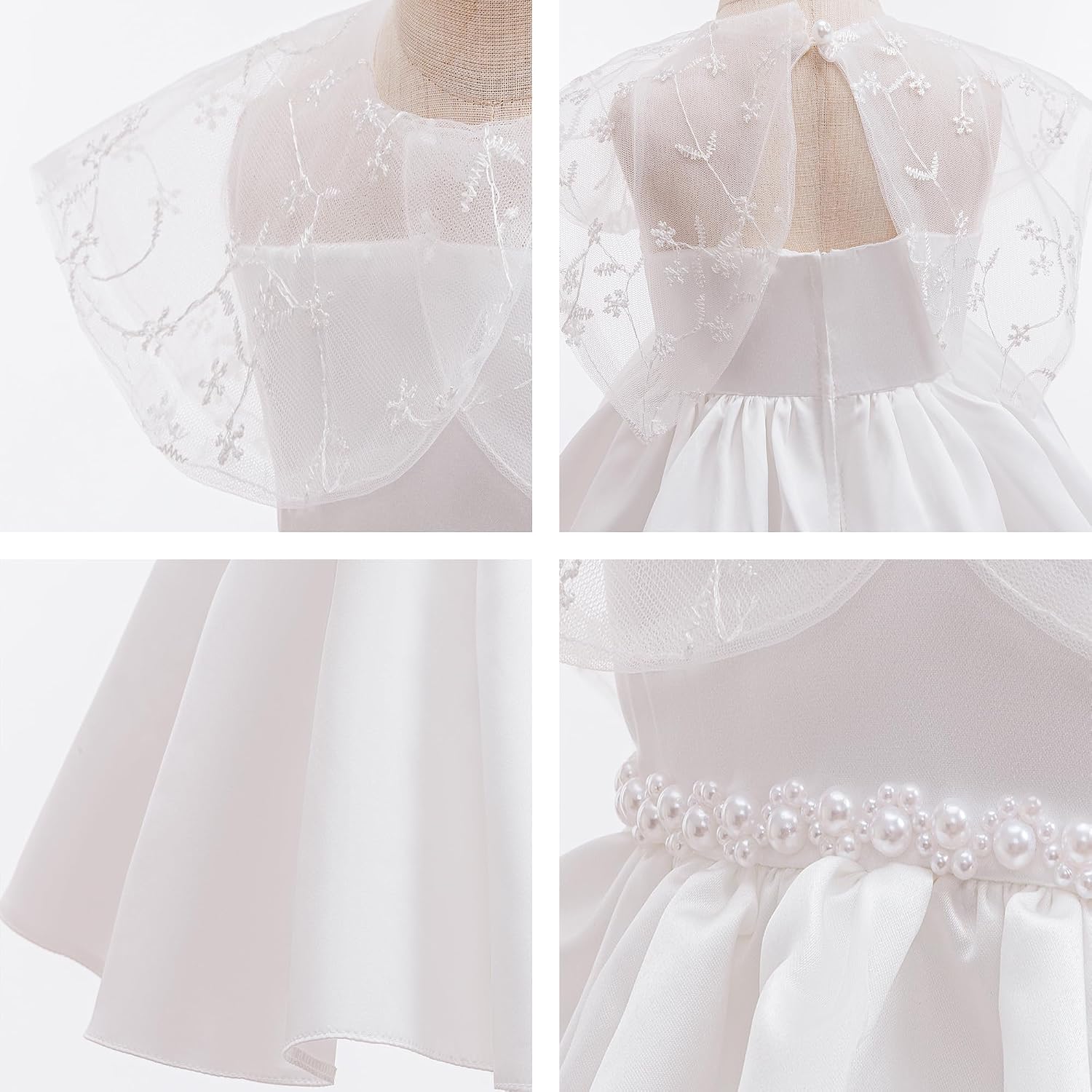 Toddler Baby Flower Girl Dress Wedding Pageant Birthday Party Lace Embroidered Formal Ball Gown Dresses