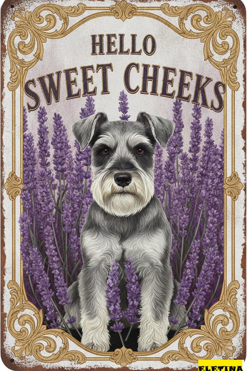 Personalized Sign for Man Cave Schnauzer Tin 12x8 In Vintage Dog Metal Hello Sweet Cheeks Funny Tin Retro Metal Home Farm Toilet Restroom Washroom Wall Decor Gift(2810) Private Property Decorative