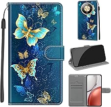 Case for Honor Magic8 Lite 5G Case, Case for Honor Magic8 Lite Book Case with Leather Flip Leather Case, Magnetic Closure Anti-Shock, Butterfly Green