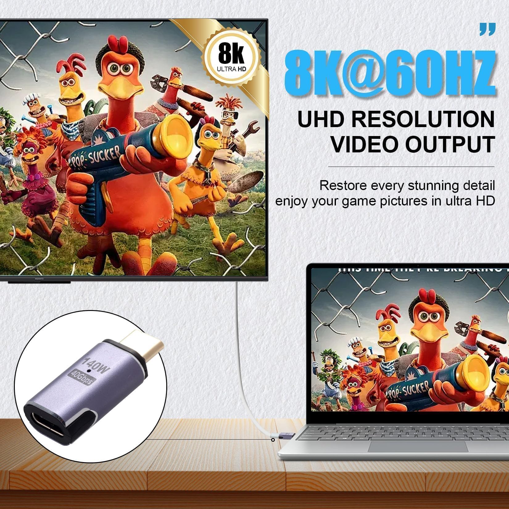 USB C Magnetyczny Adapter - 140 W Złącze Magnetyczne USB-C 40 Gb/s Transfer Danych Do Przełącznika Laptopa Tabletu Telefonu