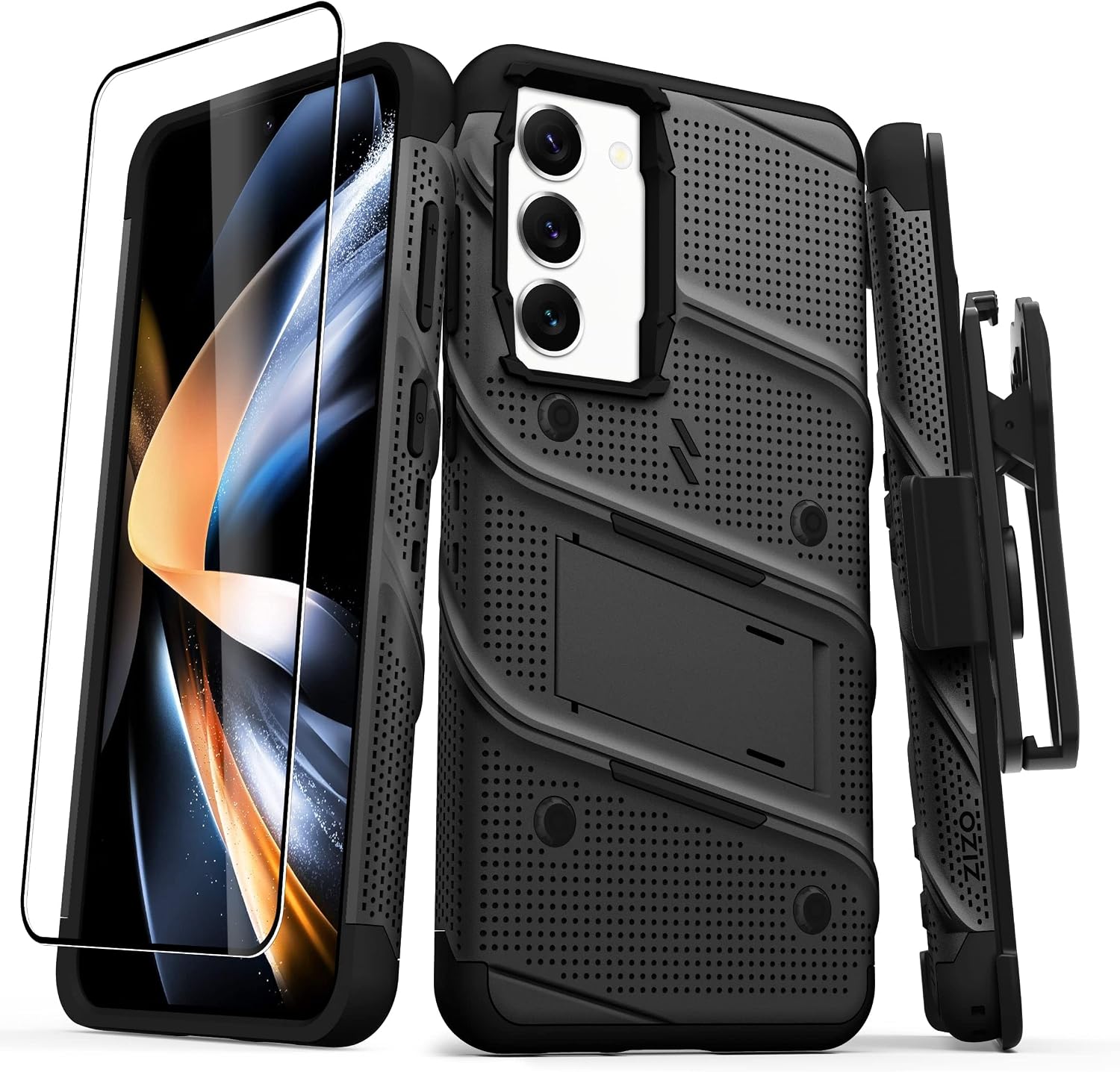 ZIZO Bolt Bundle for Galaxy S23 Plus Case with Screen Protector Kickstand Holster Lanyard - Black