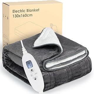 Couverture Chauffante,160x130CM Couverture électrique, Plaid Chauffant 4 Réglages de Température,4 Réglages Horaires Lavable en Machine (160 * 130CM)
