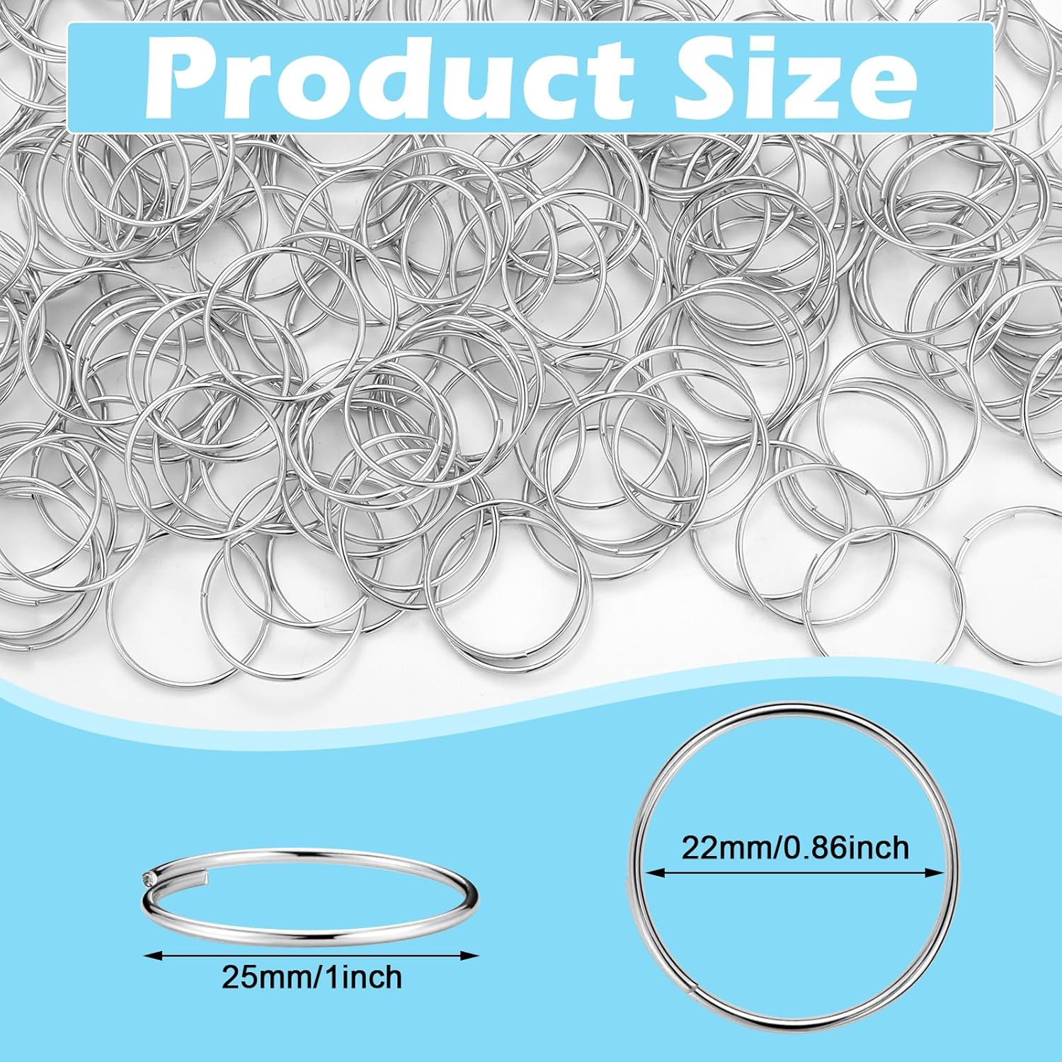 Zonon 2000 Pcs 1'' Silver Split Key Rings Metal Split Keychain Small Round Heavy Duty Key Ring for Home Flat Lanyards Office Car Dog Tag Attachment