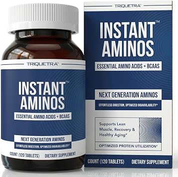 Instant Aminos Capsules - EAA+BCAA - 10 Essential Amino Acids Supplement - Rapid Absorption, No Digestion Required - Supports Lean Muscle, Recovery & Aging - 321% DIAAS Protein Score 1 month supply