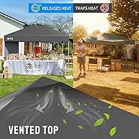 Vista 6 de CROWN SHADES 12x12 Pop Up Canopy Tent Instant Commercial with 150D Silver Coated Fabric Including 1 Removable Sidewall, 4 Ropes, 8 Stakes
