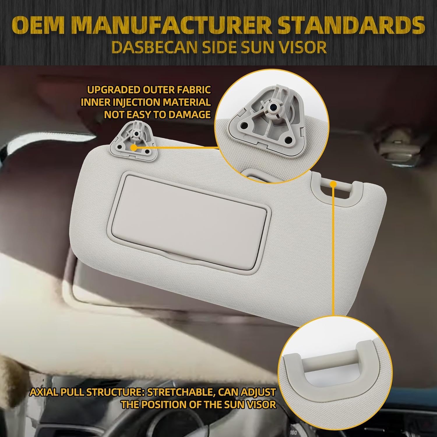 Dasbecan Left Driver Side Sun Visor w/o Light Compatible with Nissan Sentra 2013 2014 2015 2016 2017 2018 2019 Gray Sunvisor with Mirror Replaces# 96401-3SG8A 964013SG8A