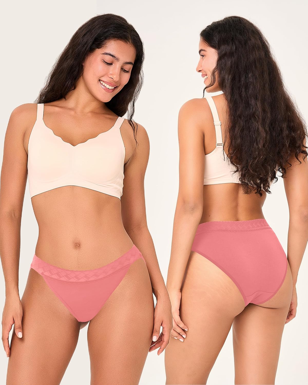 BAMBOO COOL Women's Bikini High Cut Lace Underwear for Women Breathable Moisture-Wicking Ladies Panties, 6-Pack - Image 3