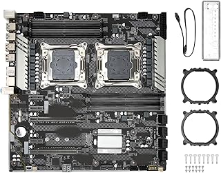 Placa-mãE para Jogos, Placa-mãE X99 DUAL F2 8 DDR4 Suporta LGA2011 V3 V4 10 SATA3.0 M.2 NVME Interface E ATX Desktop Motherboard Com 2 Gigabit NIC para Substituição de PC