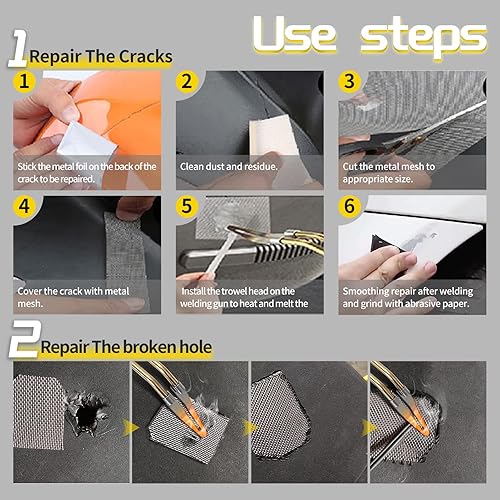 Miniatura 9 de Soldador de plástico de 150 W, kit de soldadura de plástico con 800 grapas calientes, 2 varillas de soldadura de plástico PP, cuchillo, alicates,