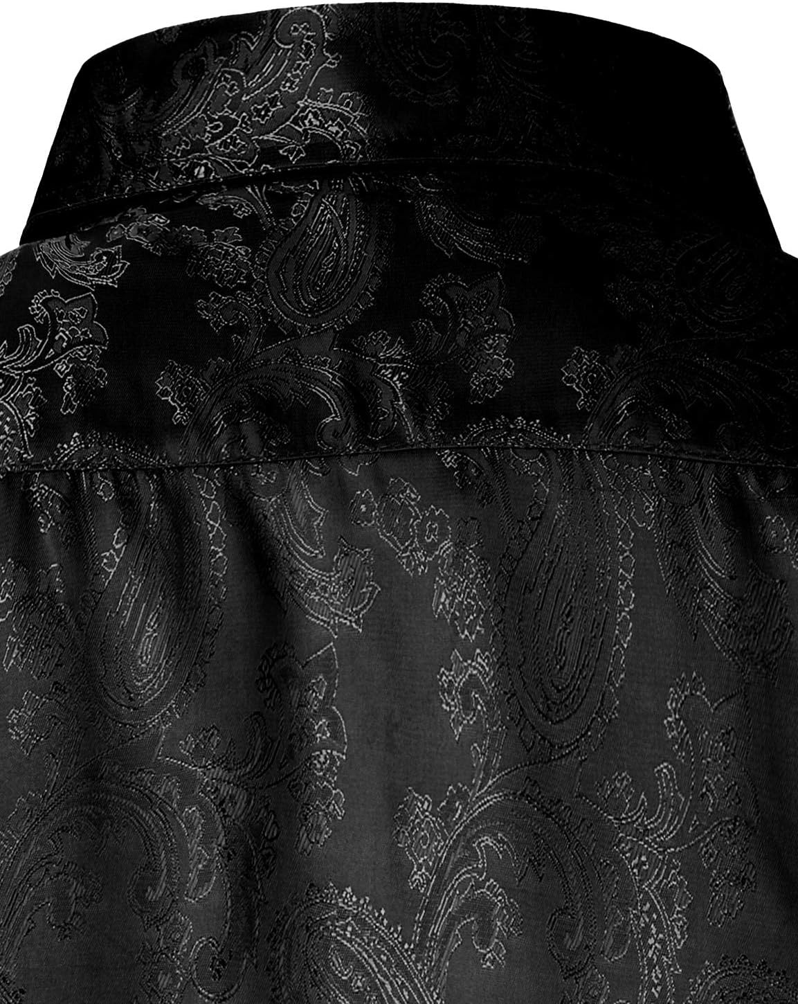 ZEROYAA Men's Paisley Jacquard Slim Fit Long Sleeve Button Up Dress Shirt for Party Prom - Image 5