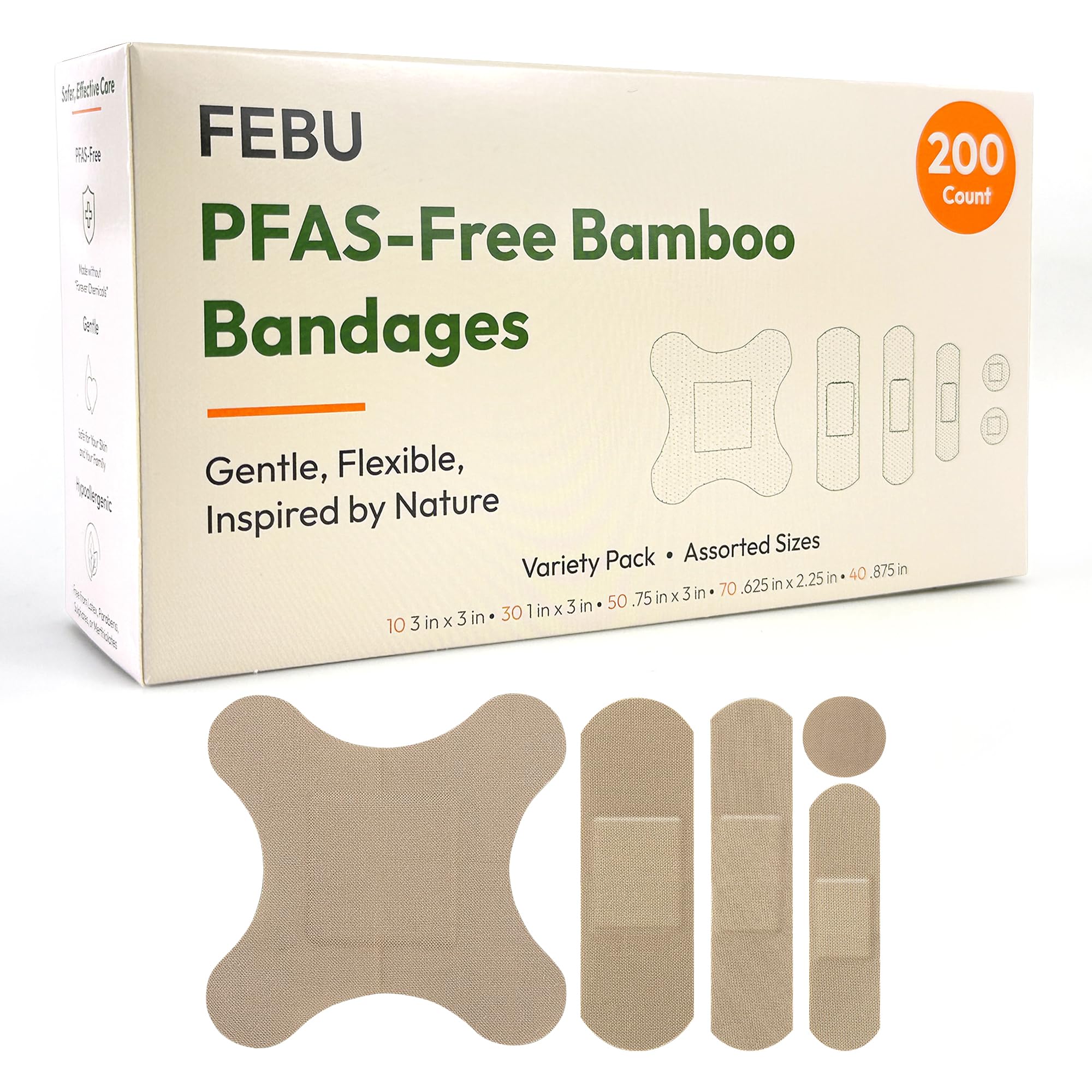 FEBU PFAS Free Large Bamboo Bandages, 20 Count — Amazon image 15