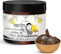 FarmDidi Lemon Pickle 325g in Fresh | Indian Homemade Nimbu ka Achar with No Onion & Garlic | Sweet & Sour Oil-Free Pickle | Traditional Grandma-Style Recipe | Organically Processed