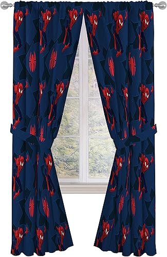 Miniatura 1 de Jay Franco Marvel Spiderman Classic Saving The Day - Juego de 4 cortinas decorativas de 84 pulgadas (2 paneles, 2 alzapaños)