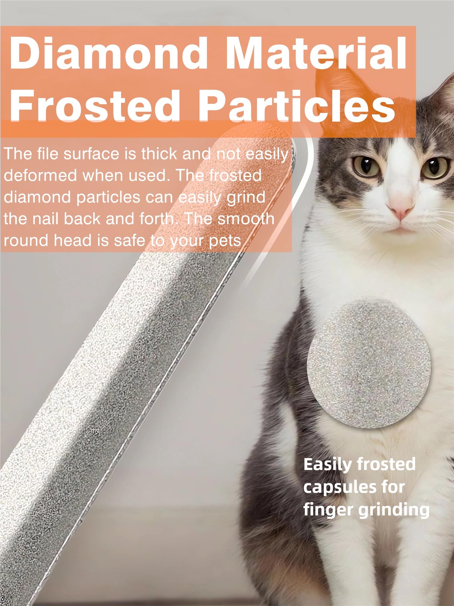 Dog Nail File - Diamond Coated Metal Nail File for Dogs and Cats, Ergonomic Walnut Handle, Smooth and Shape All Toenail Types, Remove Burs for Indoor & Outdoor Pets - image 5