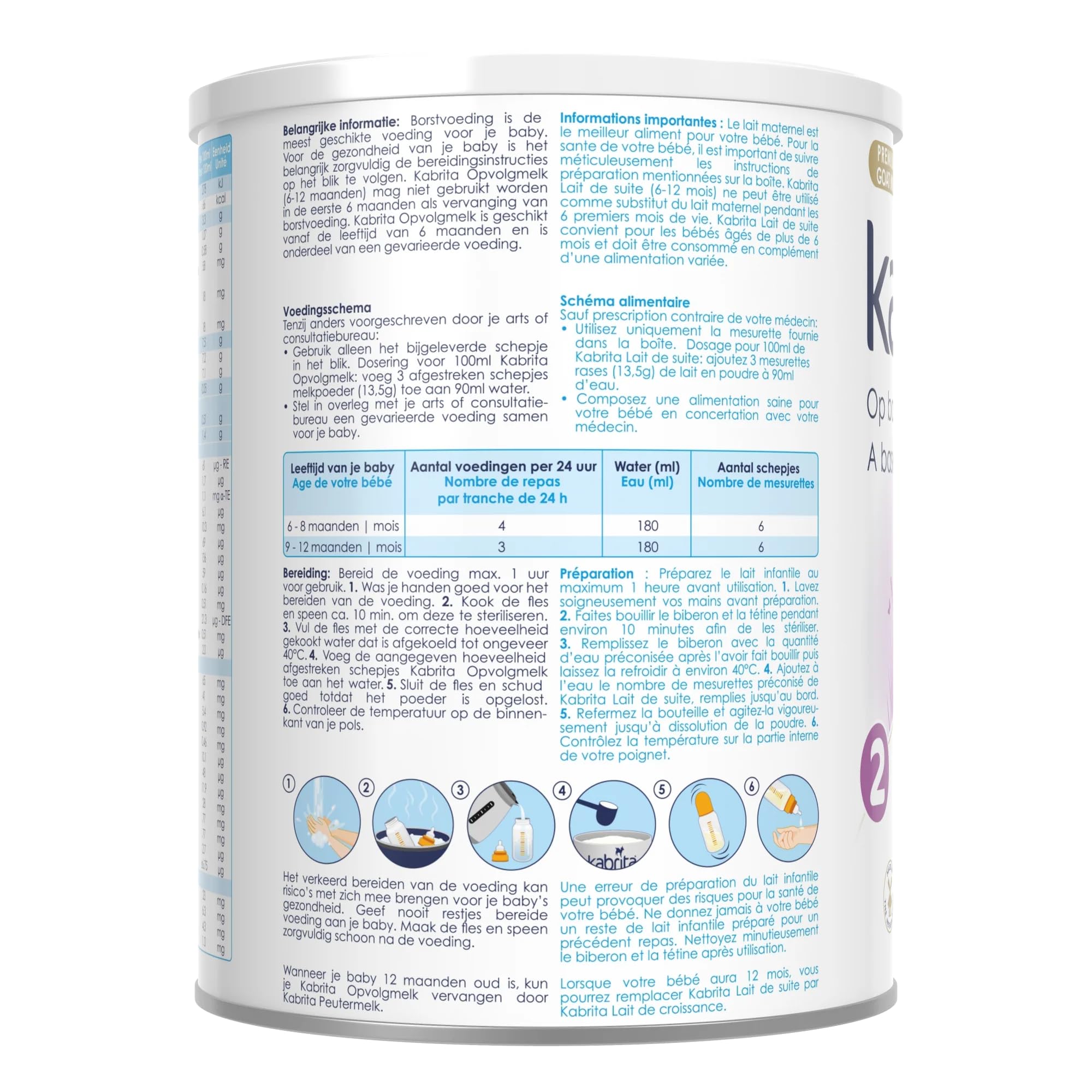 Kabrita 2 Lait de suite au Lait de Chèvre – Formule bébé 6–12 mois – Avec DHA, prébiotiques & vitamines – 800 g