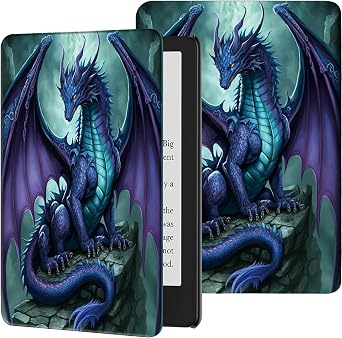 Case for 7" All-New Kindle Paperwhite 12th Generation, 2024 and Kindle Colorsoft Signature Edition Slim Lightweight PU Leather Stand Smart Cover with Auto Wake/Sleep, Dragon