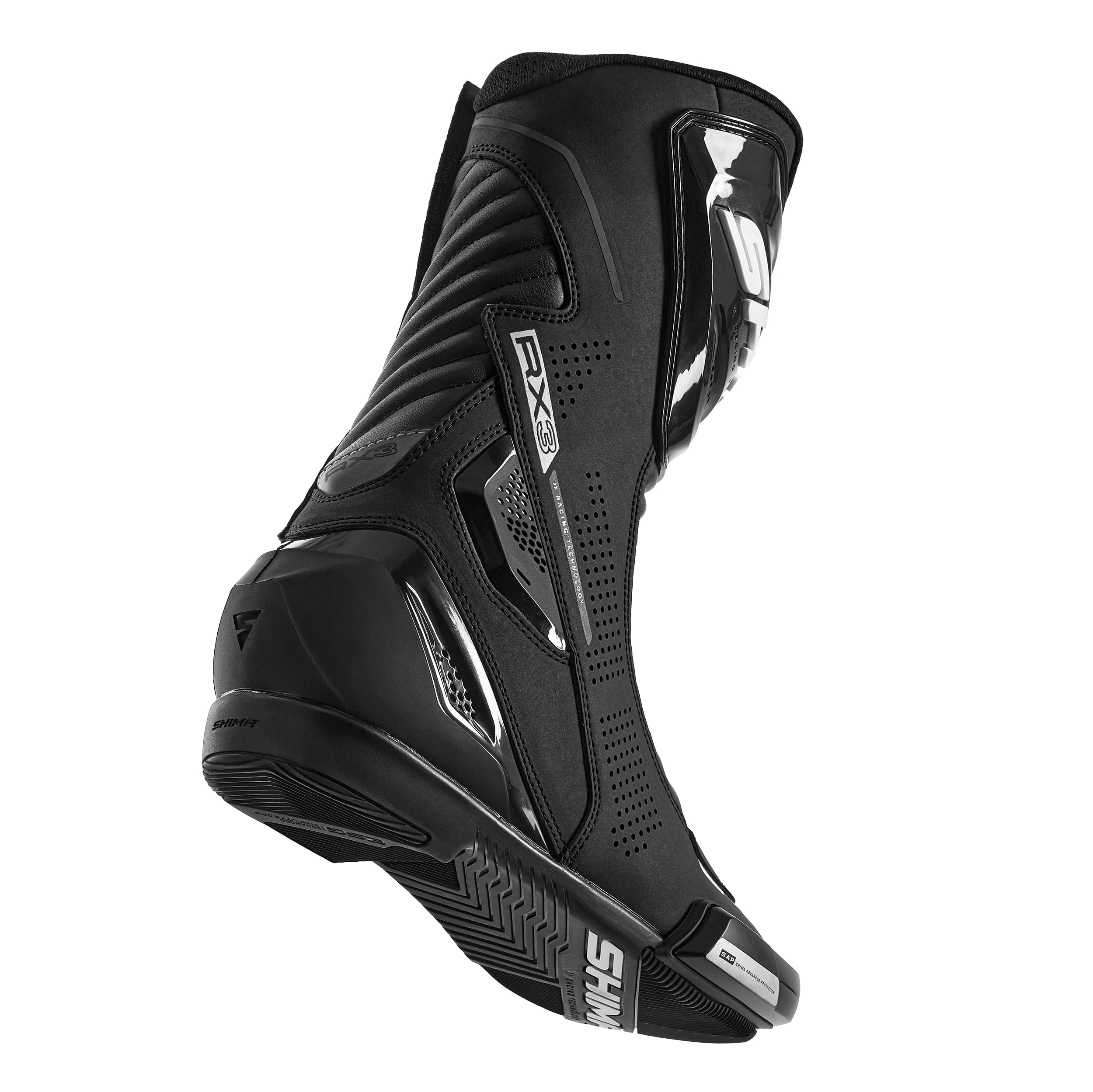 SHIMA RX-3 Motorrad Schuhe Herren Leder Belüftet Motorradstiefel Protektoren Sport Stiefel Sommer Rutschfeste Sohle Knöchelstütze Seitlicher Bikerboots (Männer, Schwarz/Weiß, 45)