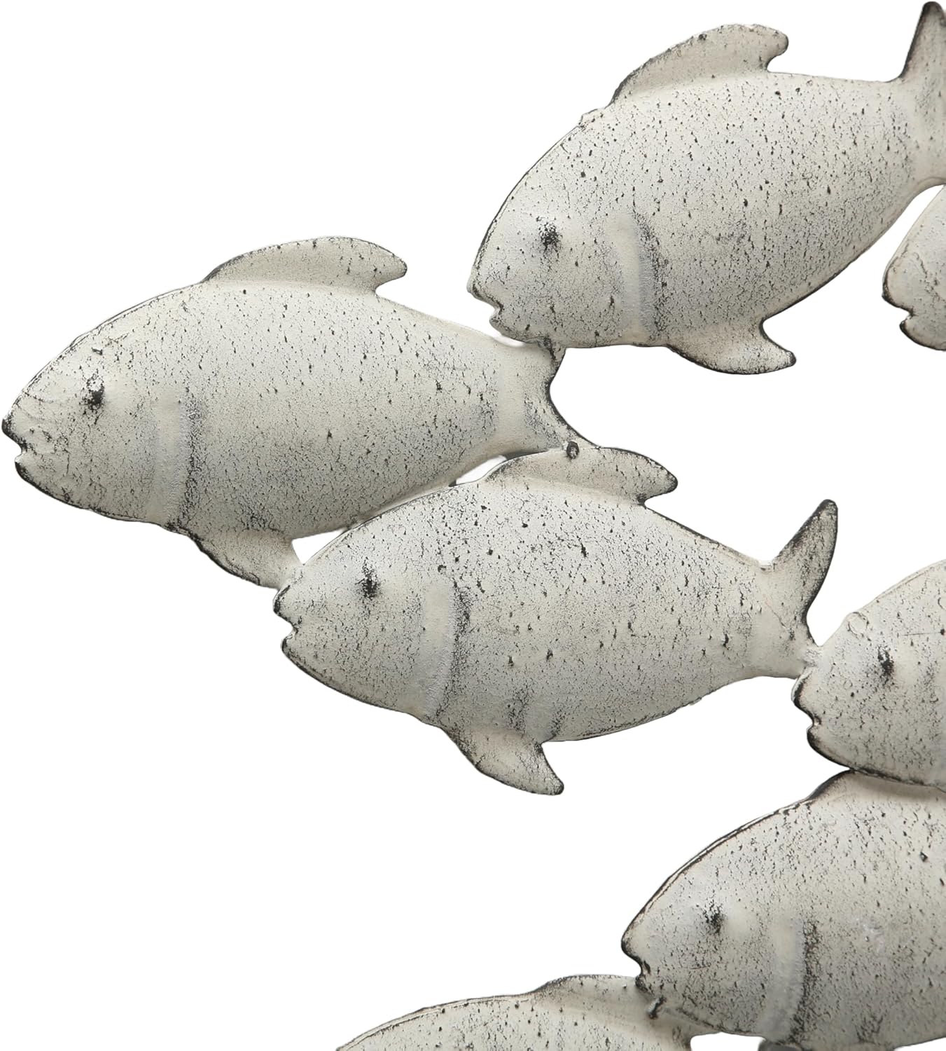 The Cape Cod Large School of Fish, Hand Crafted Wall Art, Antiqued and Distressed Gray Paint Over Metal, 3 Ft 2” Long (38 1/4"- 97 cm), By Whole House Worlds